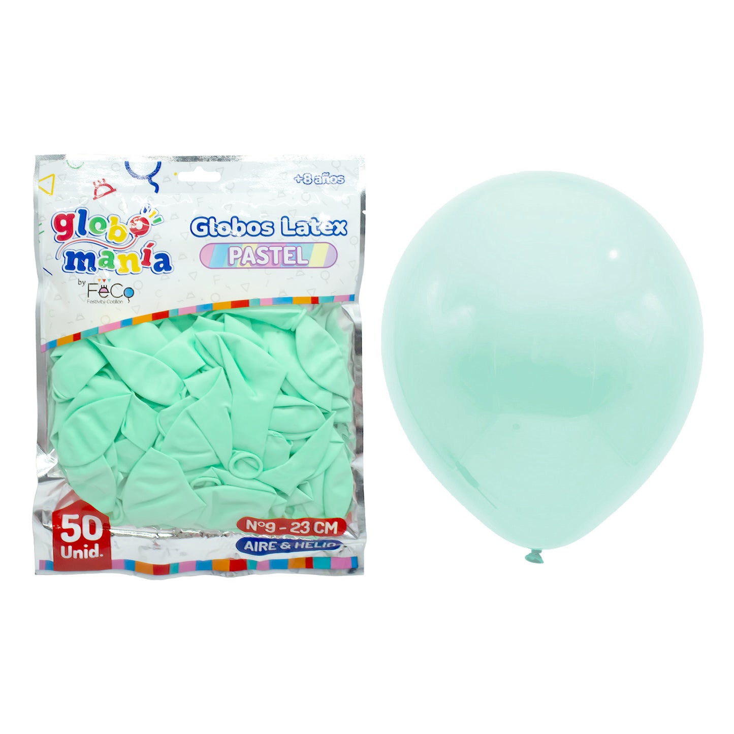 Globos Látex Color Pastel Verde Menta X 50 Unidades