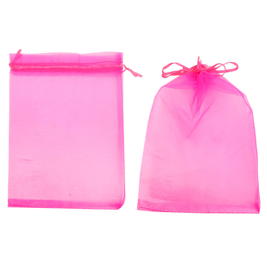 Pack 12 Bolsitas De Organza Fucsia Joyas Y Regalos 12 X 17 Cm