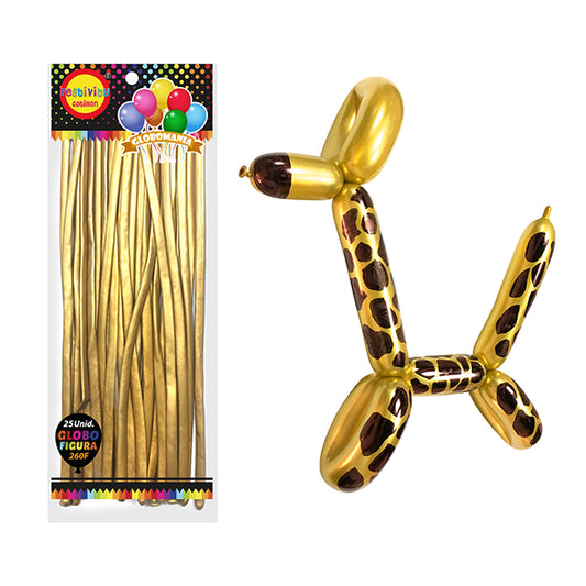 Pack 25 Globos Largos Metalizados Globoflexia Cotillón