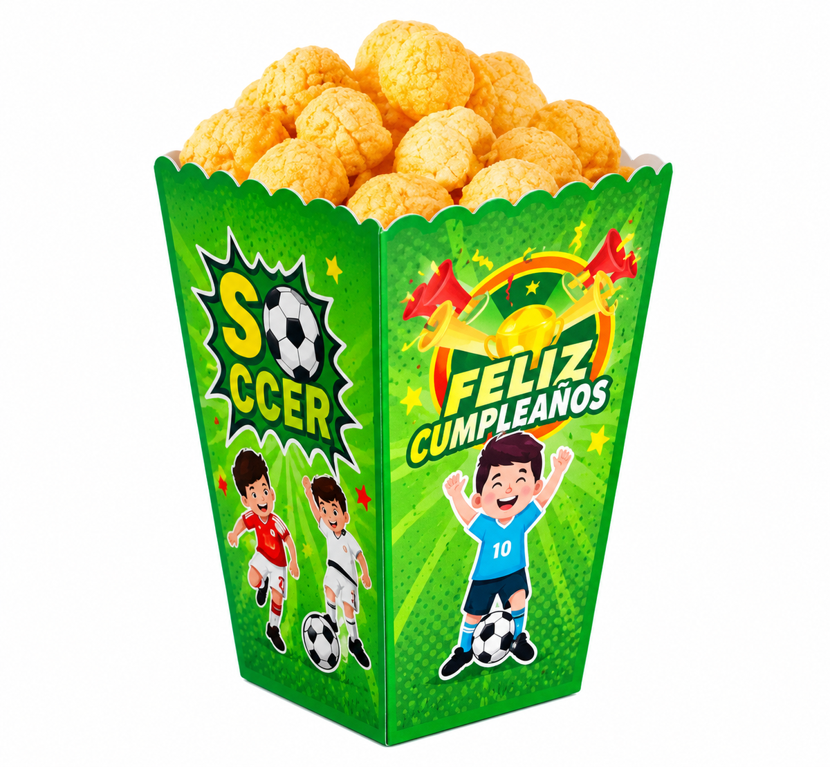 Cajas Para Cabritas Fútbol Fiesta Pack 6 Unidades Celeste