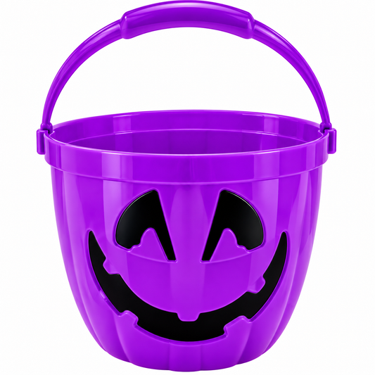 Canasto Balde Para Dulces Halloween Grande 23x16 Morado