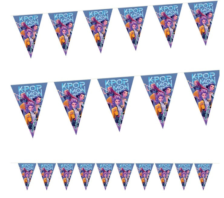 Banderín Colgante Decorativo Guerreras K-pop Demon Hunters Violeta