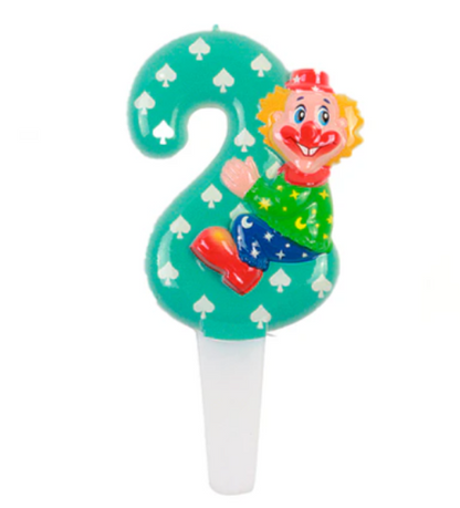 Vela numeros con payaso Retro 14cm