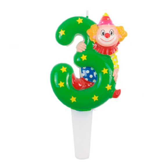 Vela numeros con payaso Retro 14cm