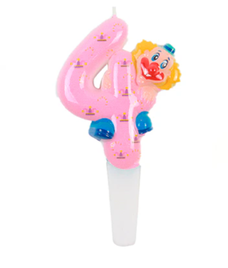 Vela numeros con payaso Retro 14cm