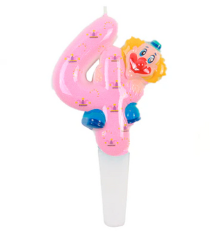 Vela numeros con payaso Retro 14cm