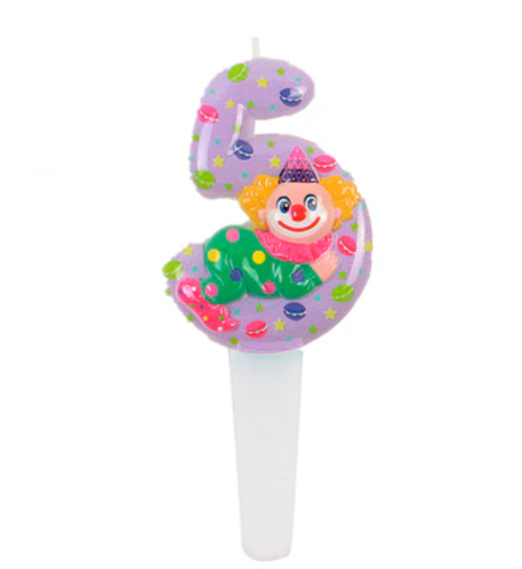 Vela numeros con payaso Retro 14cm