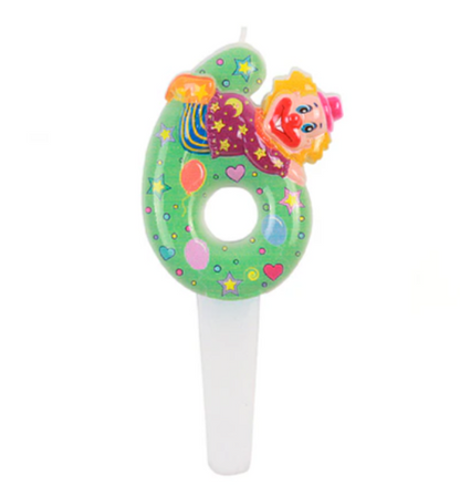 Vela numeros con payaso Retro 14cm