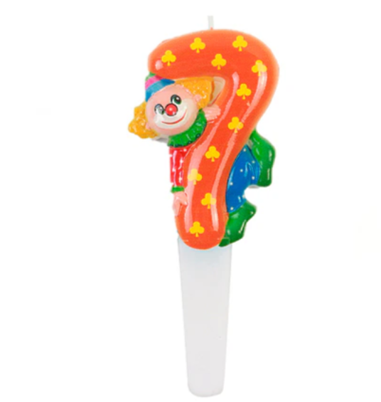 Vela numeros con payaso Retro 14cm