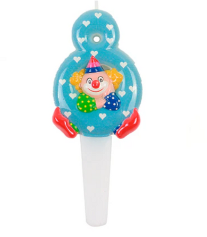 Vela numeros con payaso Retro 14cm