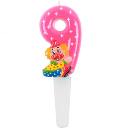 Vela numeros con payaso Retro 14cm
