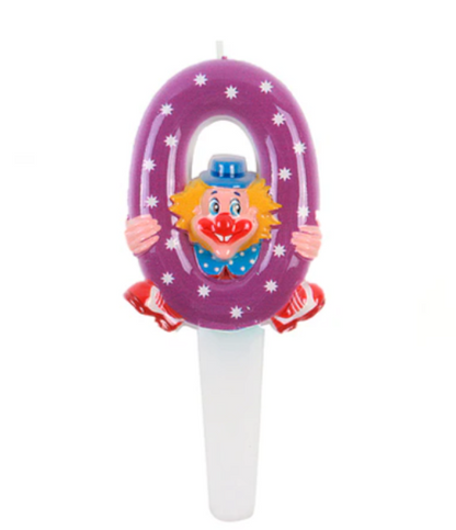 Vela numeros con payaso Retro 14cm