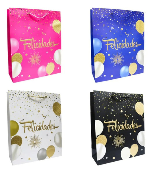 Bolsa De Regalo Cumpleaños Colores Estrellas 18x23 Cm