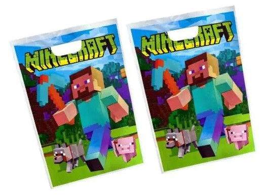 Pack 10 Bolsitas Dulceras De Cumpleaños Minecraft 15x20 cm