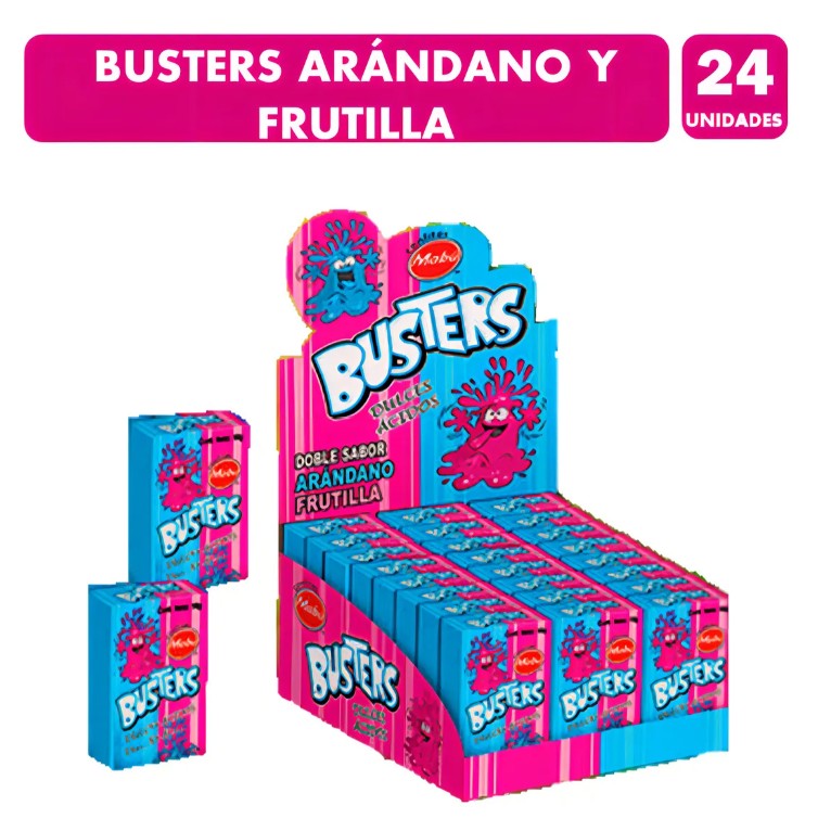 Busters - Dulces Ácidos De Sabor Arándano Frutilla Mabú 24 Unidades