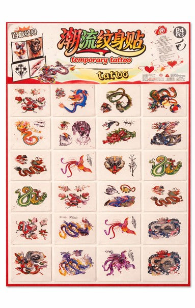 Pack 24 Sobres Individuales Tatuajes Temporales Diseño 216un