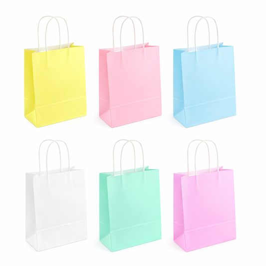 Pack 6 Bolsas De Papel Colores Pasteles 16x21 Para Cotillón