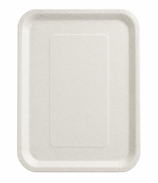 Bandeja Rectangular Grande Cartón Blanca Biodegradable 39x54 Blanco