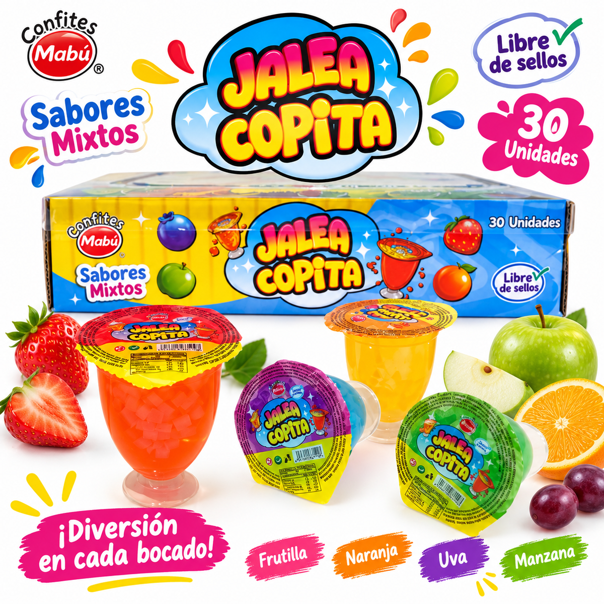 Jaleas Copita Mabu Sabores Mixtos X 30 Unidades