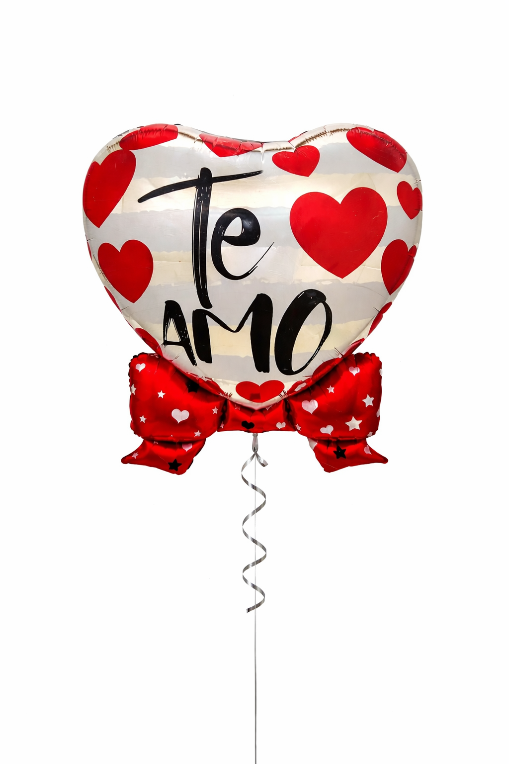 Globo Metálico Corazón Te Amo Con Varilla Y Moño