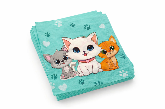 10 Servilletas De Papel Diseño Gatitos Fiesta Cumpleaños