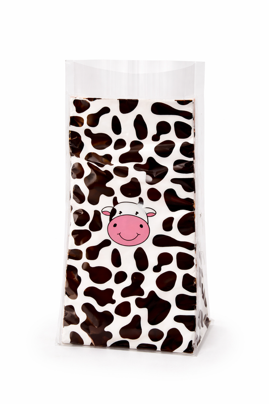 12 Bolsas Dulceras Cumpleaños Modelo Vaca Manchas