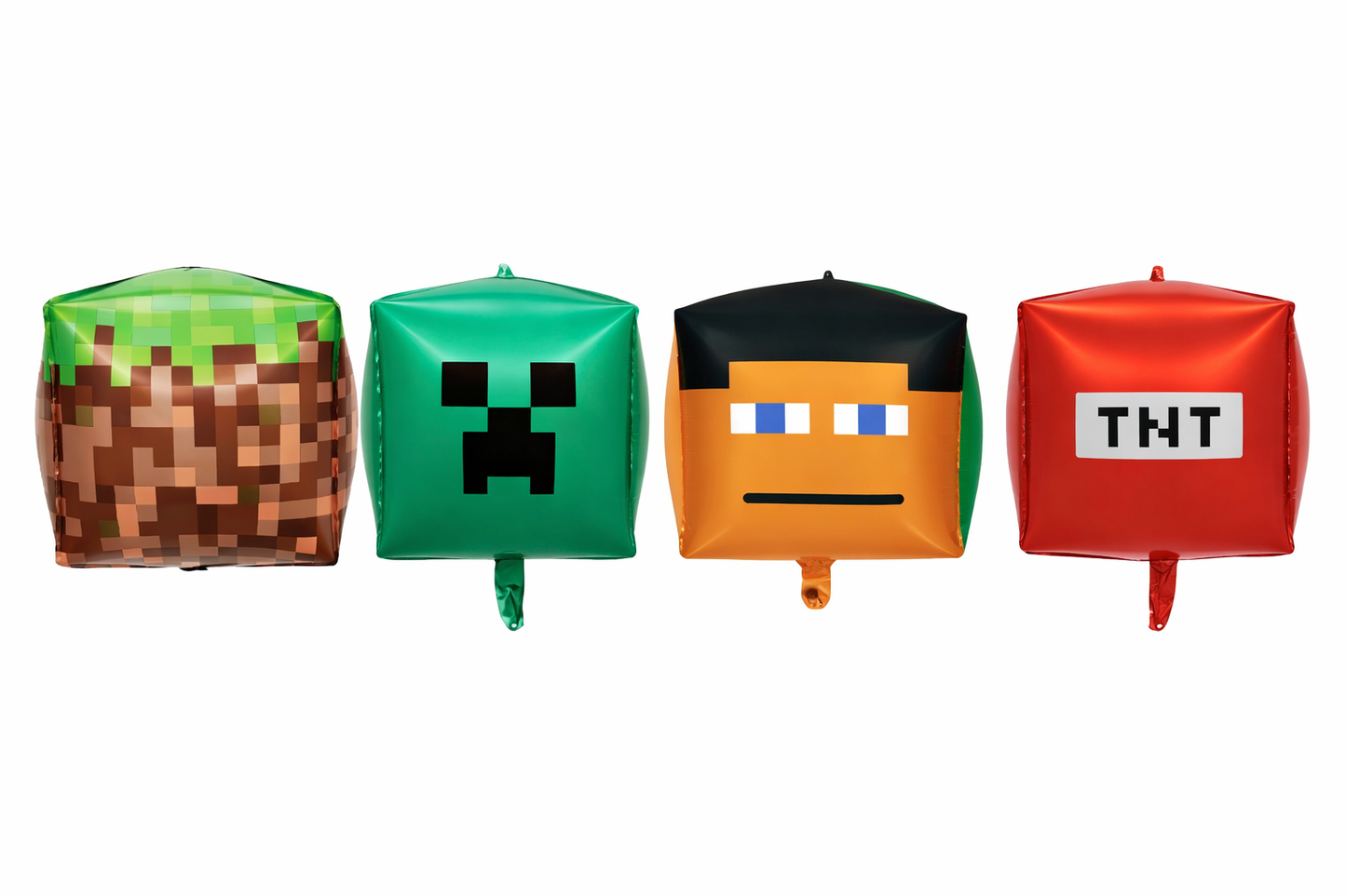 Set 4 Globos Metalizados Minecraft Cubo Fiesta Cumpleaños