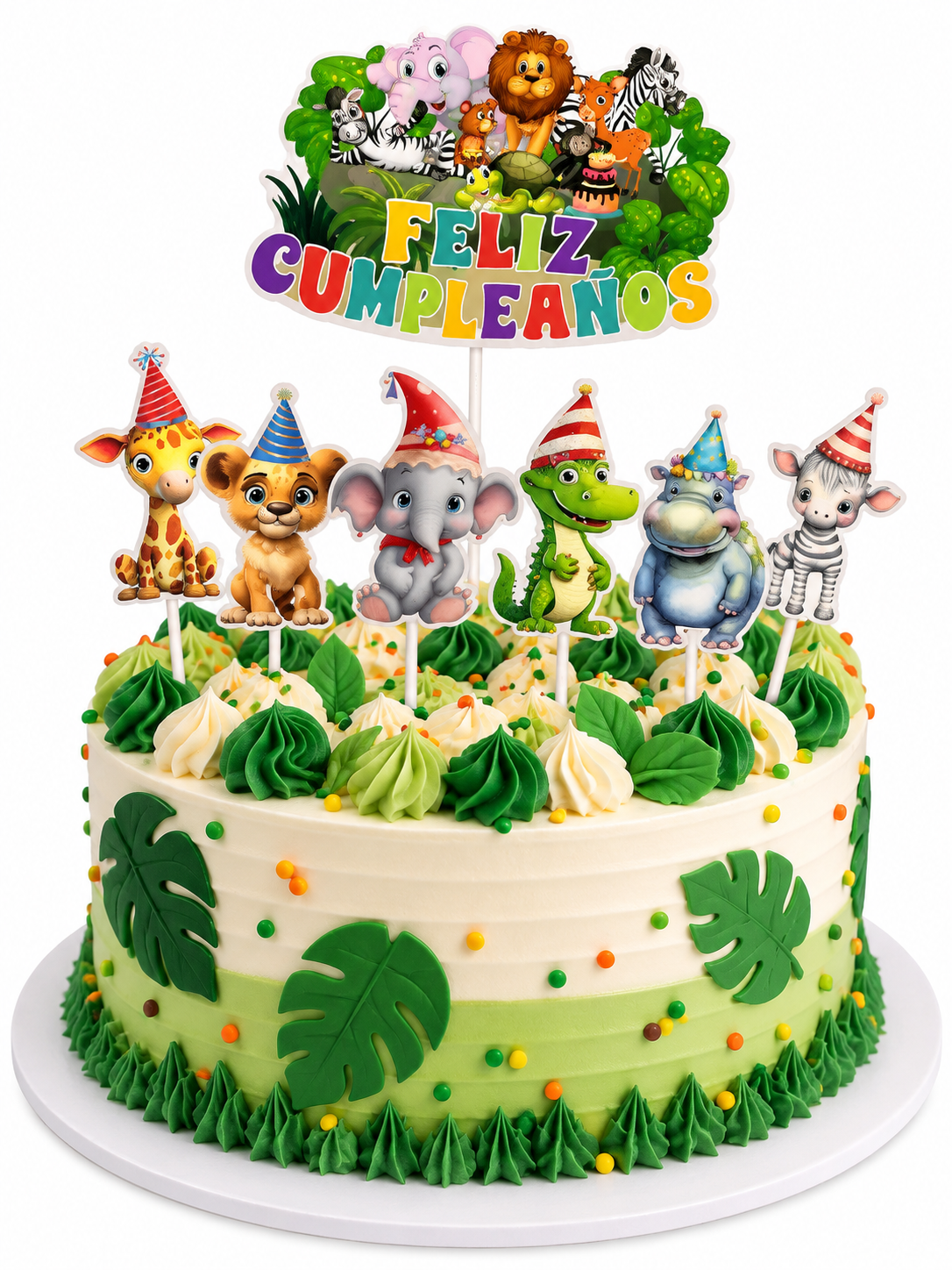 Set Toppers Torta Cumpleaños Animales Selva Safari