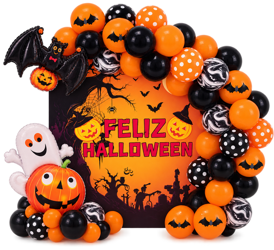 Decoración Halloween Arco Globos Feliz Halloween