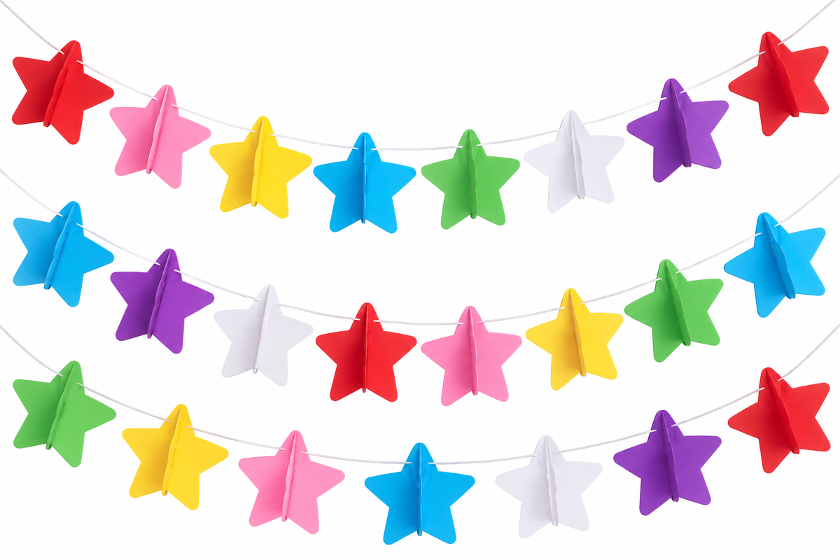 Guirnalda Decorativa 3d De Papel Multicolor Estrellas