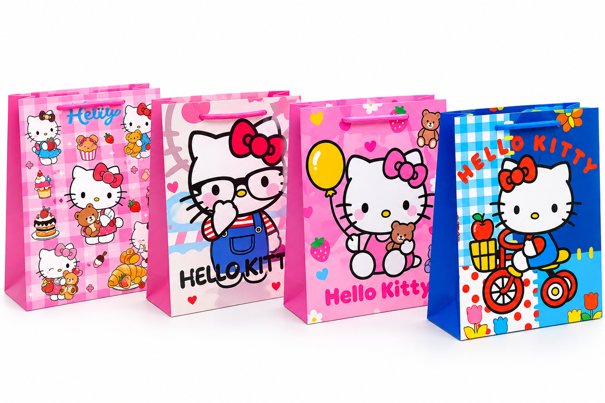 12 Bolsas De Cumpleaños Hello Kitty Surtidas Cotillón