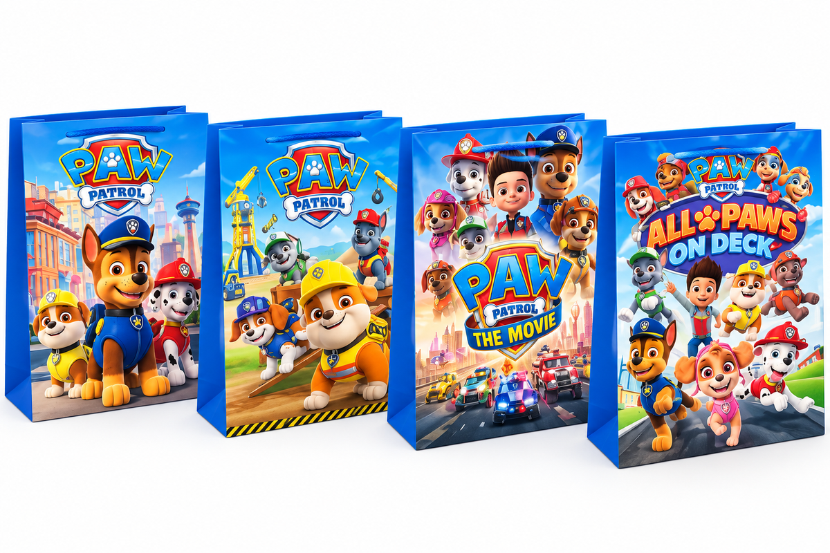 Pack 12 Bolsas De Cumpleaños Paw Patrol Azules Con Diseños