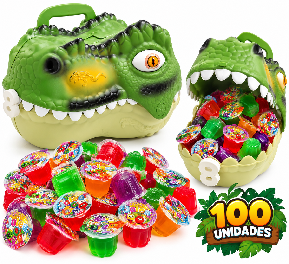Maletín Dinosaurio T-rex Con 100 Mini Jaleas Surtidas