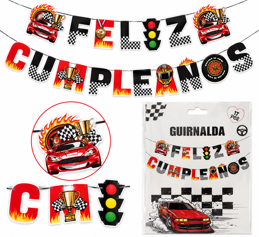 Guirnalda Feliz Cumpleaños De Autos De Carreras Cars Hot Whe
