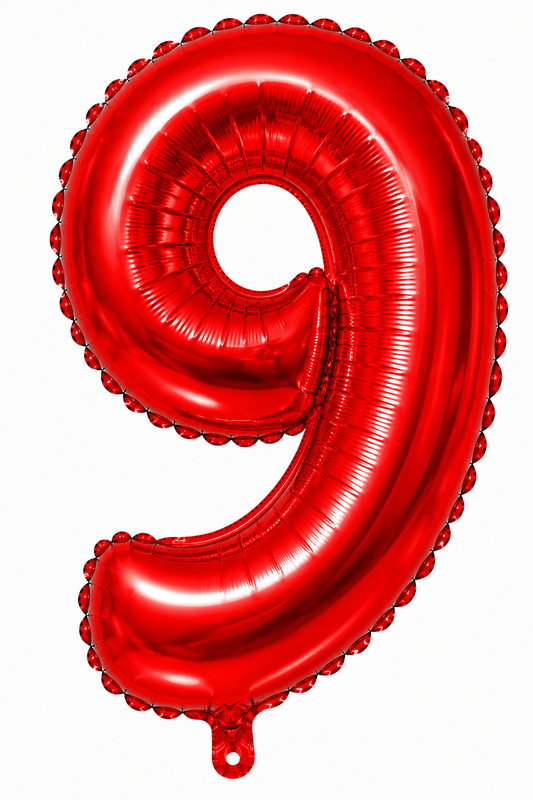 Globo Metálico Número 9 Rojo 81 Cm