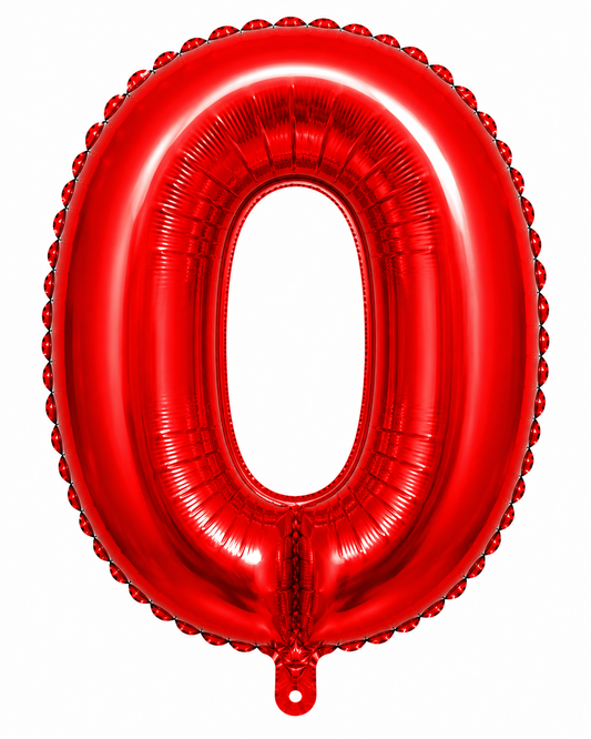 Globo Metálico Número 0 Rojo  81 Cm