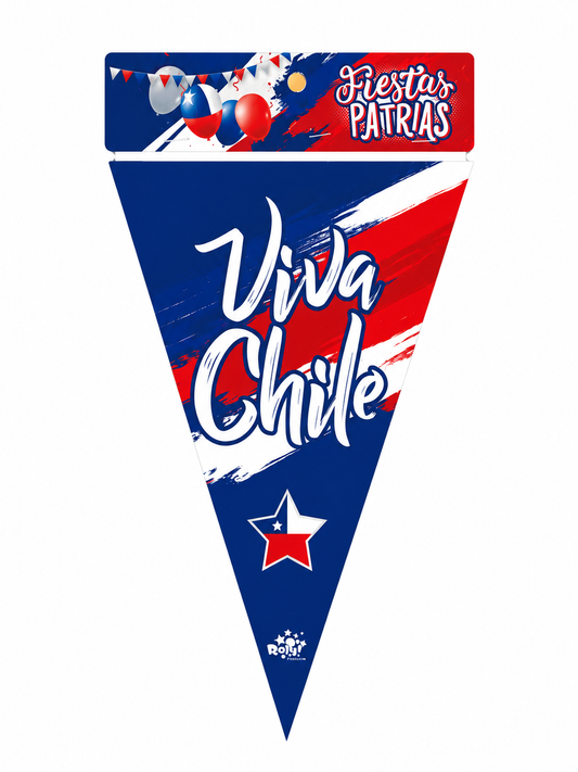 Banderín Decorativo Fiestas Patrias Viva Chile Cotillón