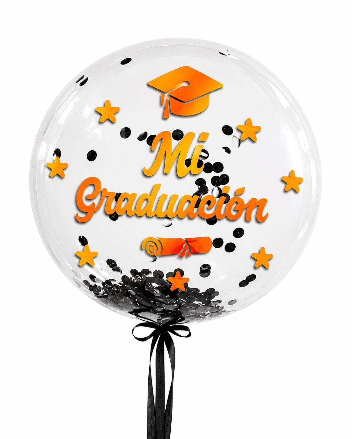 Globo Burbuja + Confeti Frase Mi Graduación Cotillón