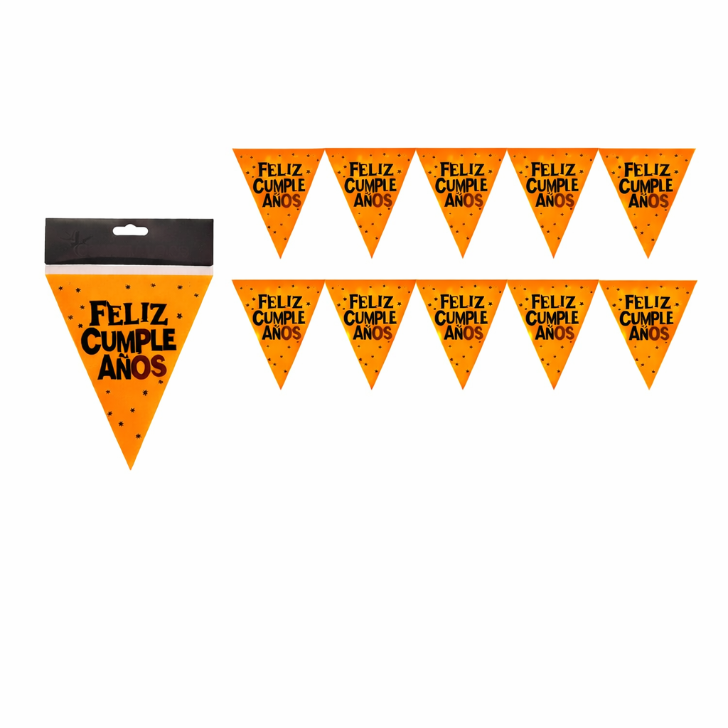 Banderín guirnalda feliz cumpleaños fluor