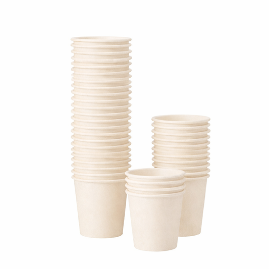 Pack 50 Vasos Desechables De Poli Papel 80 Ml Color Beige