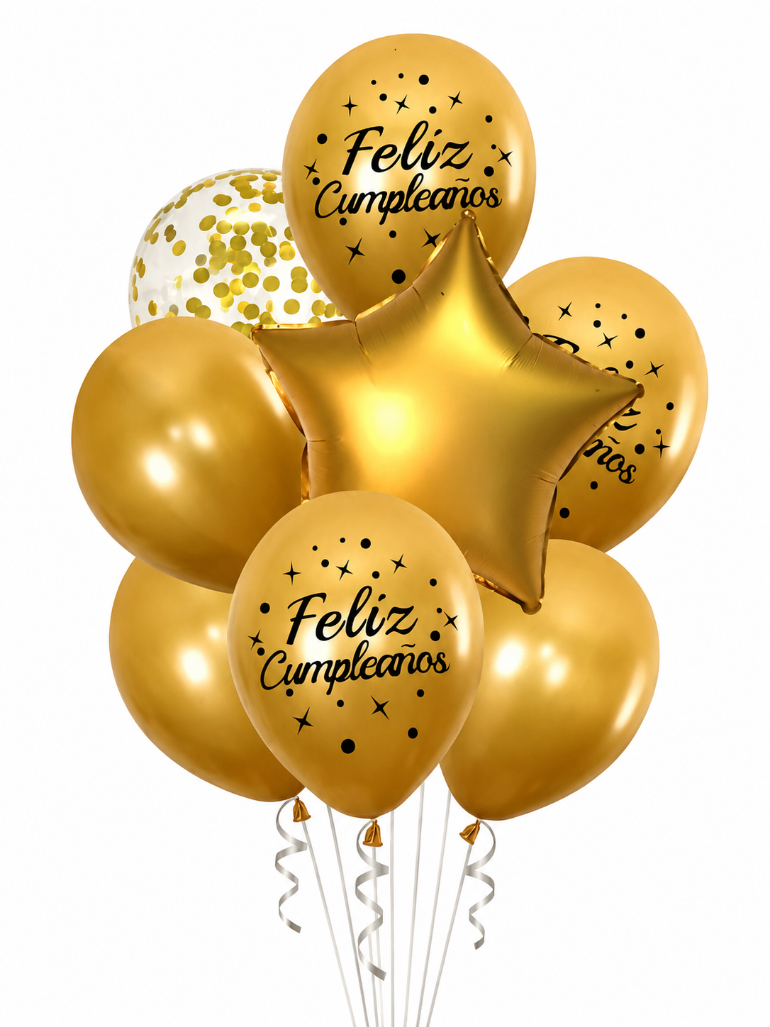 Set De Globos Decoración Cumpleaños Dorado 11 Pzs Dorado
