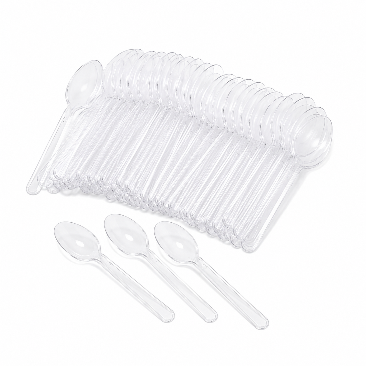 100 Cucharitas Mini Plásticas Transparente Desechables 7.5cm