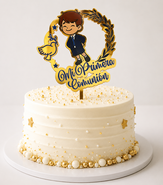 Topper Decorativo Torta Mi Primera Comunión Niño Acrilico