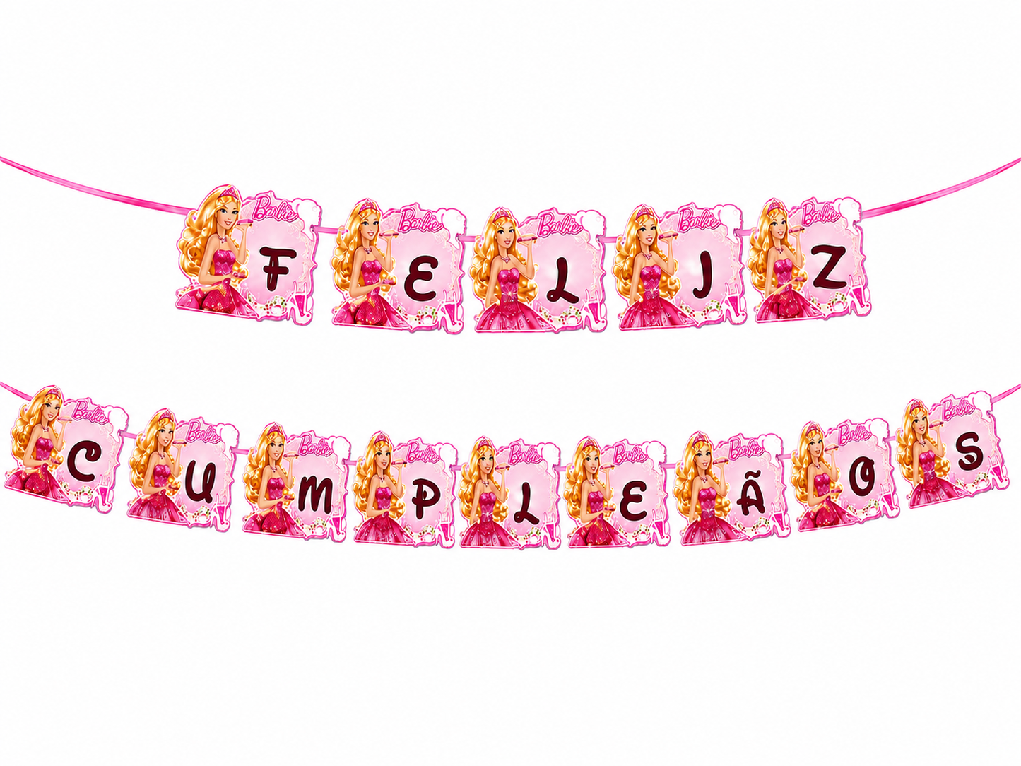 Cotillón Barbie Guirnalda Feliz Cumpleaños