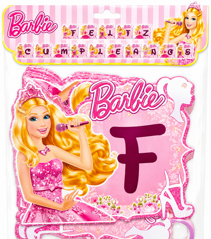 Cotillón Barbie Guirnalda Feliz Cumpleaños