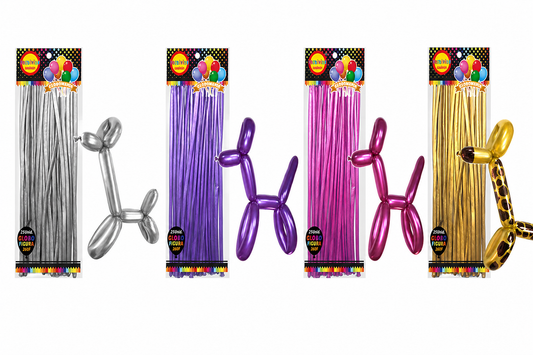 Pack 25 Globos Largos Metalizados Globoflexia Cotillón