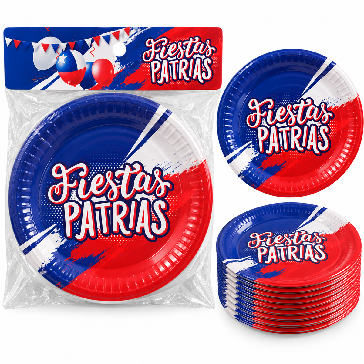 Platos De Cartón Fiestas Patrias Chilenas Pack 6 Unidades
