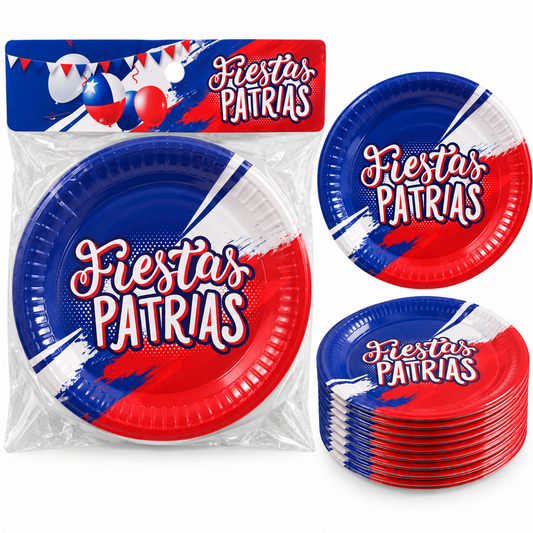 Platos De Cartón Fiestas Patrias Chilenas Pack 6 Unidades