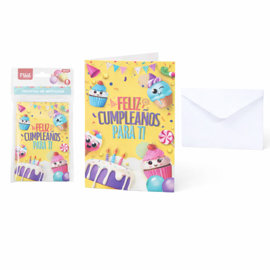 Tarjetas Invitación Cumpleaños Infantil Pack 6 Unidades