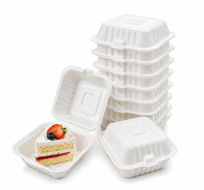 Pack 50 Porta Torta Biodegradable Para Cumpleaños Blanco